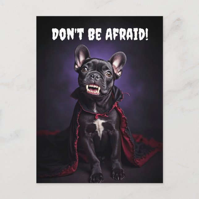 Cute Fransk Bulldog Frenchie Vampire Halloween Helg Vykort (Framsida)