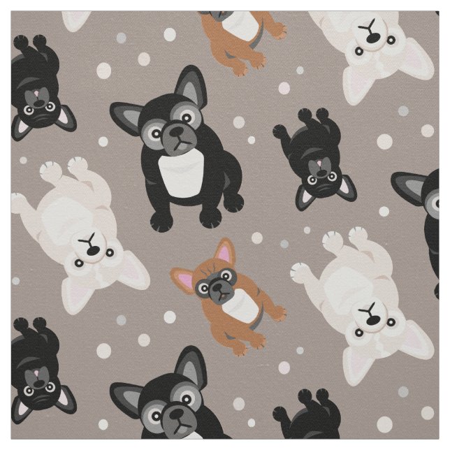 Cute Fransk Bulldog Frenchies Anpassningsbar Färg Tyg (Provkarta)