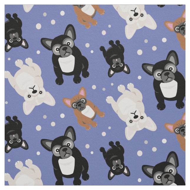 Cute Fransk Bulldog Frenchies Anpassningsbar Färg Tyg (Provkarta)