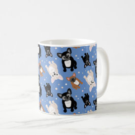 Cute Fransk Bulldog Frenchies Blue-Anpassningsbar Kaffemugg