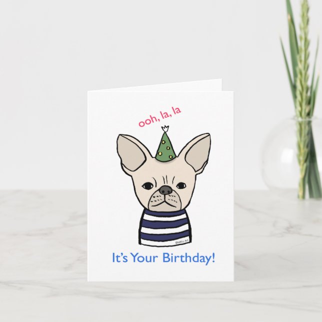 Cute Fransk Bulldog Frenchy Älskare Birthday Kort (Framsida)