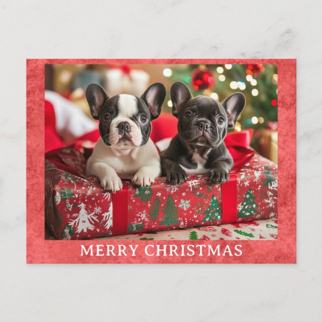 Cute Fransk Bulldog God jul Vykort (Framsida)
