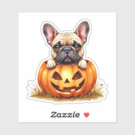 Cute Fransk Bulldog Halloween Jack O'Lantern Klistermärken