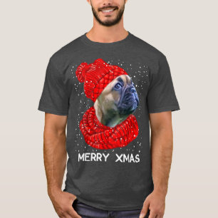 Cute Fransk Bulldog Hat Scarf God jul Snö T Shirt
