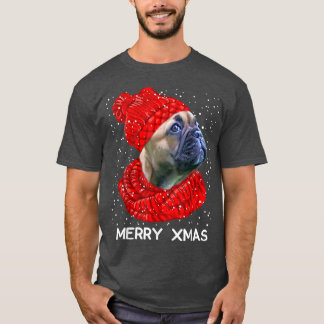 Cute Fransk Bulldog Hat Scarf God jul Snö T Shirt