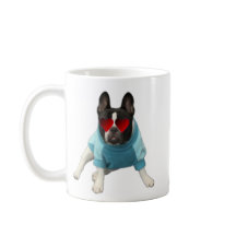 Cute Fransk Bulldog Hearts Kärlek Blue Mugg