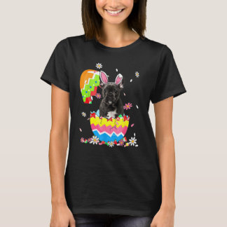 Cute Fransk Bulldog Hund Pet Hunting Egg Bunny Öst T Shirt