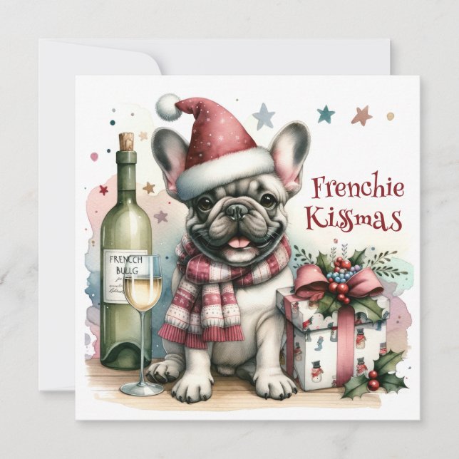 Cute Fransk Bulldog jul Frenchie Funny Julafton Julkort (Framsida)