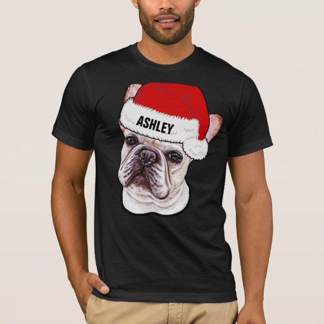 Cute Fransk Bulldog jul Hat Big Hund Big T Shirt (Framsida)