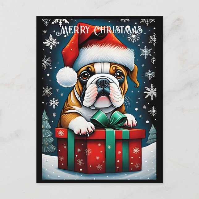 Cute Fransk Bulldog julklapp Vykort (Framsida)