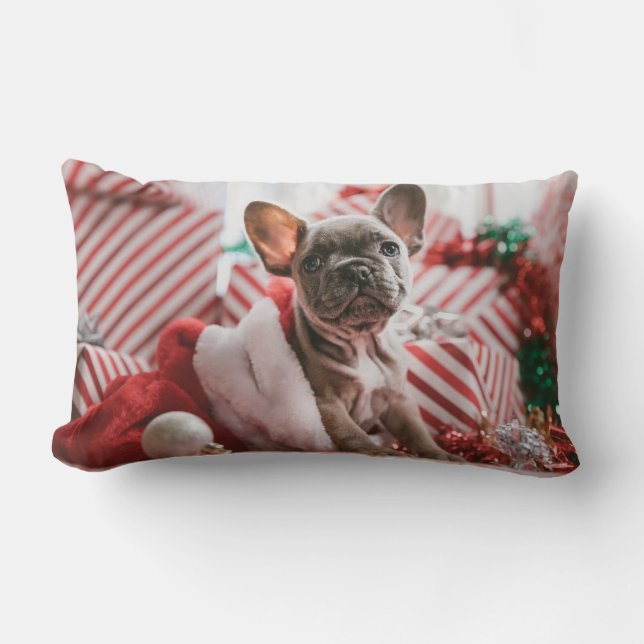 "Cute Fransk Bulldog Julpillow" Lumbarkudde (Framsida)