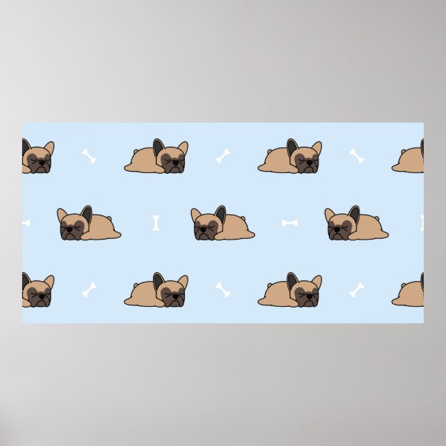 Cute fransk bulldog marionett sömlös patron poster (Framsidan)