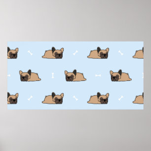 Cute fransk bulldog marionett sömlös patron poster