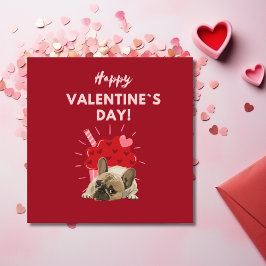 Cute Fransk bulldog med cupaka Valentines day Julkort