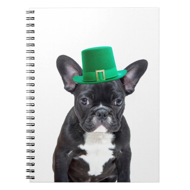 Cute Fransk Bulldog med Hat St. Patrick's Day Anteckningsbok (Framsidan)