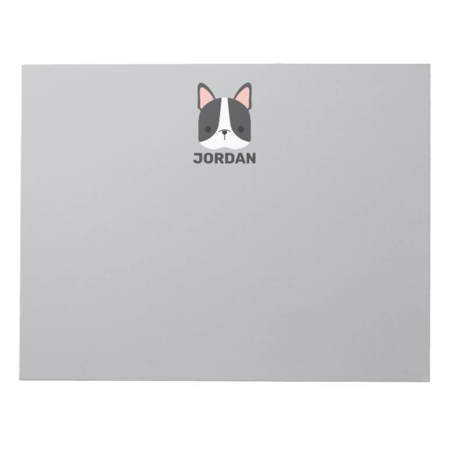 Cute Fransk Bulldog med Personlig Namn Anteckningsblock (Framsida)