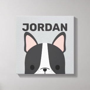 Cute Fransk Bulldog med Personlig Namn Canvas
