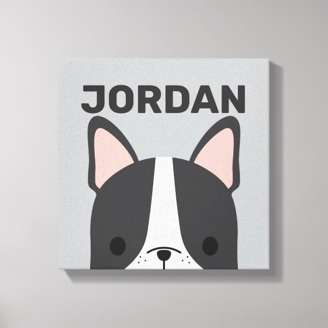 Cute Fransk Bulldog med Personlig Namn Canvas (Framsida)