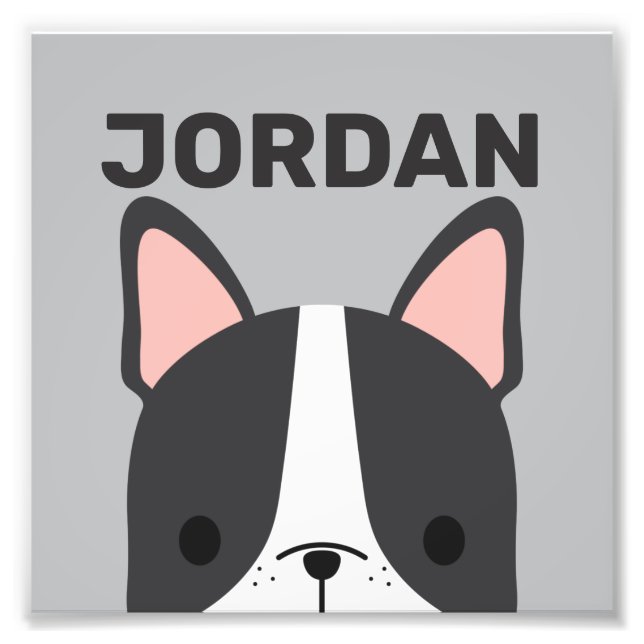 Cute Fransk Bulldog med Personlig Namn Fototryck (Framsidan)