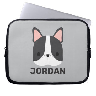 Cute Fransk Bulldog med Personlig Namn Laptop Fodral