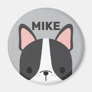 Cute Fransk Bulldog med Personlig Namn Magnet