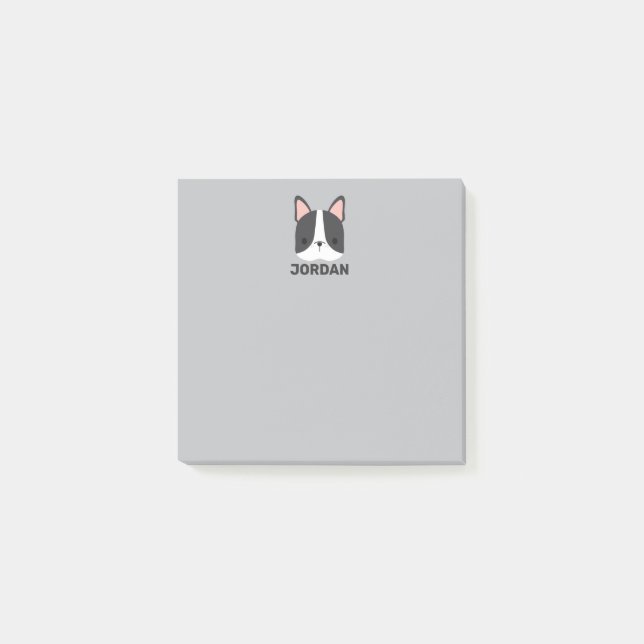 Cute Fransk Bulldog med Personlig Namn Post-it Block (Framsida)