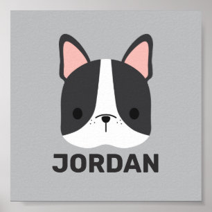 Cute Fransk Bulldog med Personlig Namn Poster