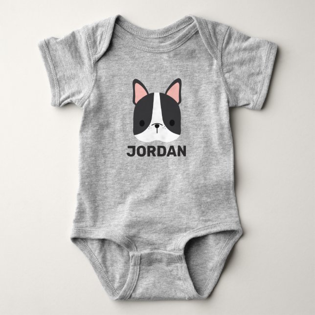 Cute Fransk Bulldog med Personlig Namn  T Shirt (Framsida)
