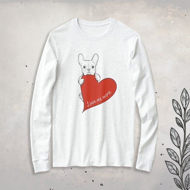 Cute Fransk Bulldog med rött hjärta T Shirt (Skapare uppladdad)