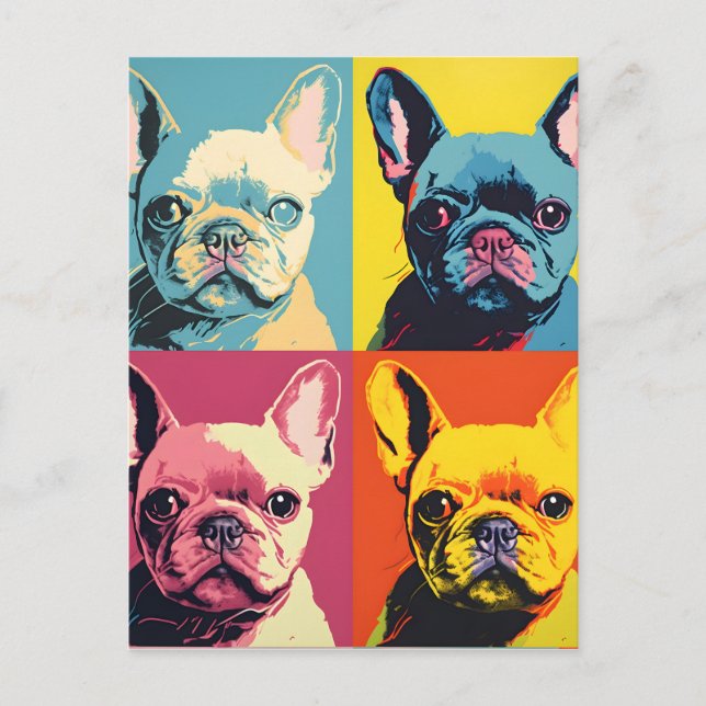 Cute Fransk Bulldog Modern Pop Art Vykort (Framsida)