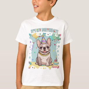 Cute Fransk Bulldog Pastel Det är min födelsedag T Shirt