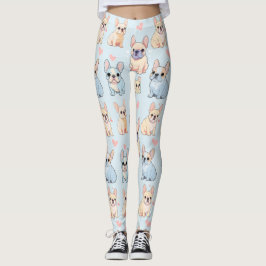Cute Fransk Bulldog Pastel Mönster Leggings