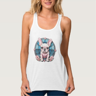 Cute Fransk Bulldog Pastel Stached Glass Linne Med Racerback