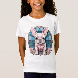 Cute Fransk Bulldog Pastel Stached Glass T Shirt