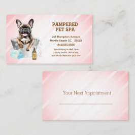 Cute Fransk Bulldog Pet Groomer Spa Möte Visitkort