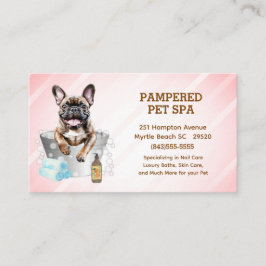 Cute Fransk Bulldog Pet Groomer Spa Möte Visitkort