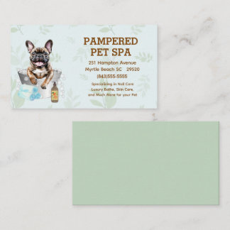 Cute Fransk Bulldog Pet Groomer Spa Visitkort
