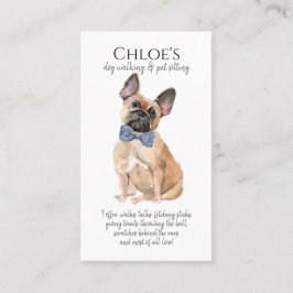 Cute Fransk Bulldog Pet Sitter Dog Walker Visitkort