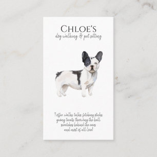 Cute Fransk Bulldog Pet Sitter Dog Walker Visitkort