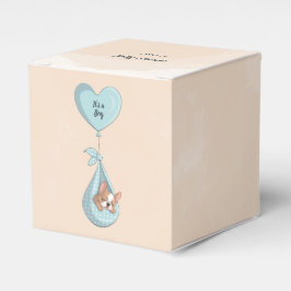 Cute Fransk Bulldog Puppy Blue Heart Baby Shower Presentaskar