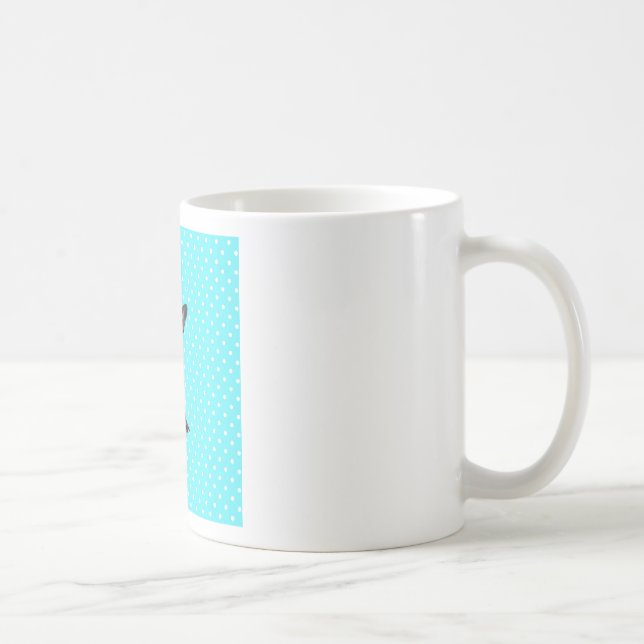 Cute Fransk Bulldog Puppy Blue Polka dots Kaffemugg (Höger)