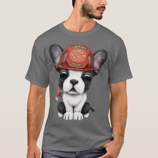 Cute Fransk Bulldog Puppy Firefighter T Shirt