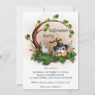 Cute Fransk Bulldog Puppy Grave Halloween fest Inbjudningar