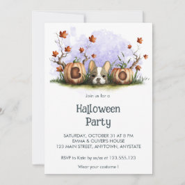 Cute Fransk Bulldog Puppy Halloween fest Inbjudningar