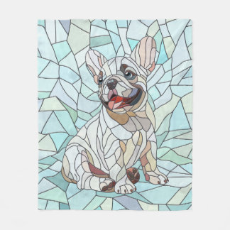 Cute Fransk Bulldog Puppy - pastellmosaik Fleecefilt