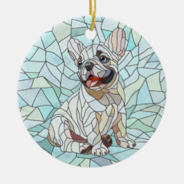Cute Fransk Bulldog Puppy - pastellmosaik Julgransprydnad Keramik