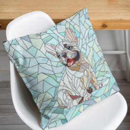 Cute Fransk Bulldog Puppy - pastellmosaik Kudde