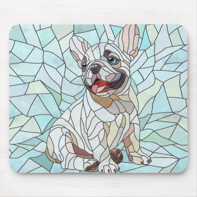 Cute Fransk Bulldog Puppy - pastellmosaik Musmatta (Framsidan)