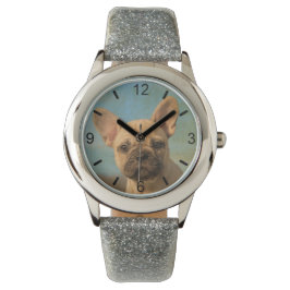 Cute Fransk Bulldog Puppy Porträtt - uppringningss Armbandsur