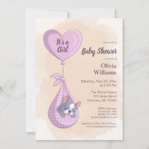 Cute Fransk Bulldog Puppy Rosa Heart Baby Shower